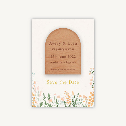 Summer Meadow Wooden Magnet Save the Date