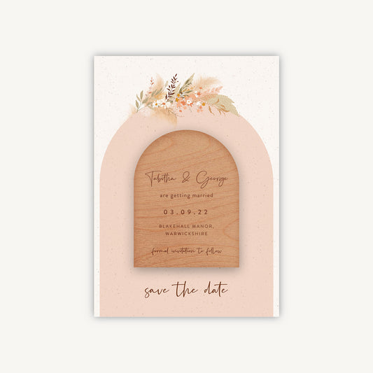 Modern Boho Wooden Magnet Save the Date