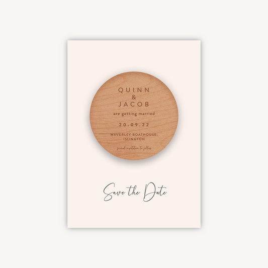 Romantic Script Wooden Magnet Save the Date