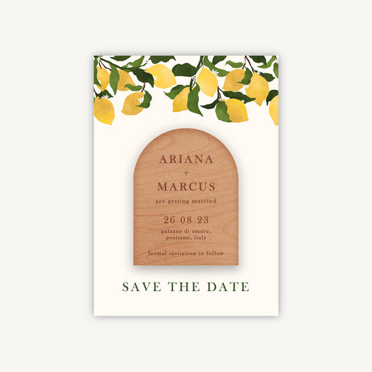 Amalfi Lemons Wooden Magnet Save the Date