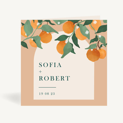 Mediterranean Oranges Folded Wedding Invitation