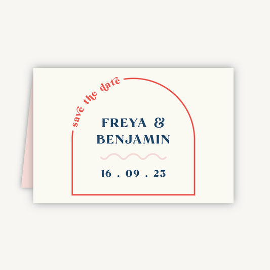 Retro Revival Folded Wedding Save the Date