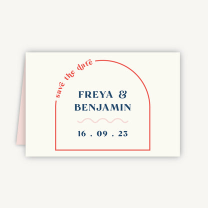Retro Revival Folded Wedding Save the Date