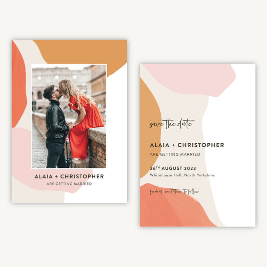 Painterly Colour Pop Photo Wedding Save the Date