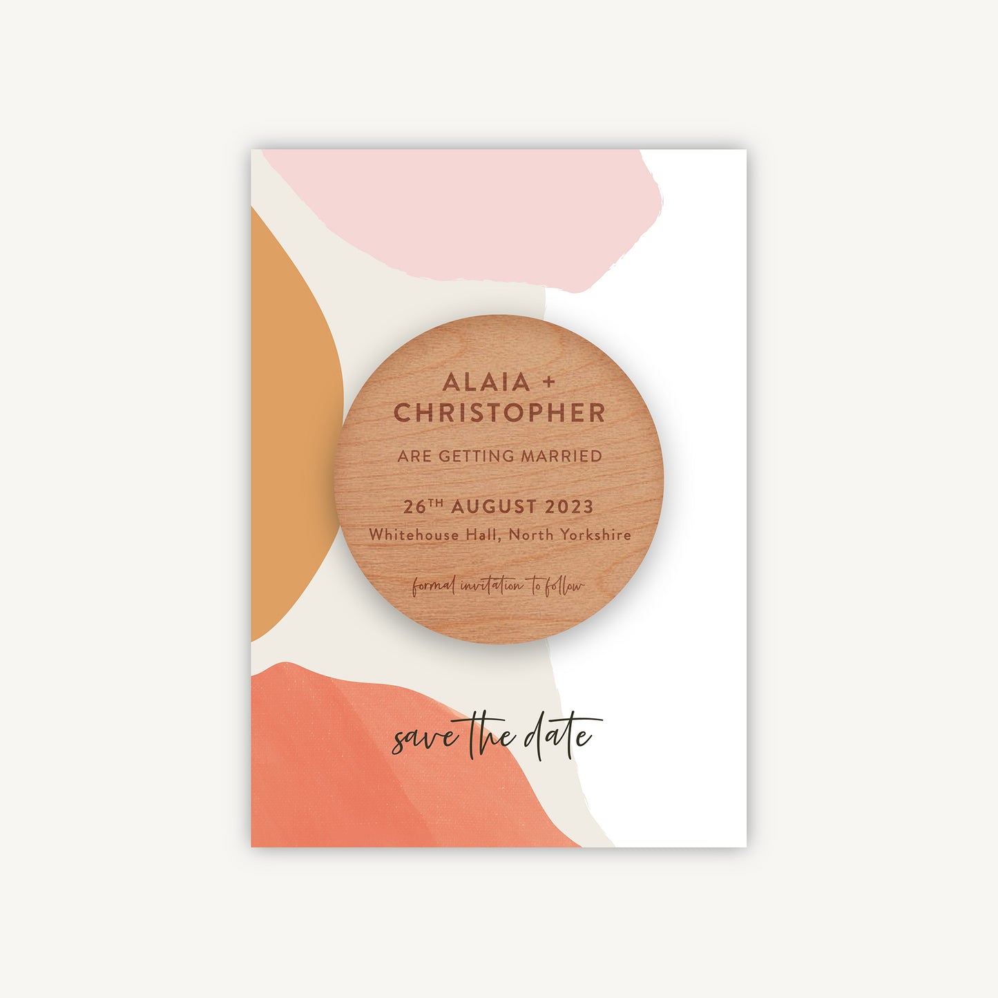 Painterly Colour Pop Wooden Magnet Save the Date