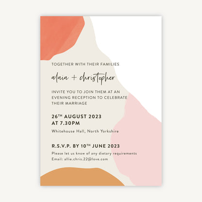 Painterly Colour Pop Evening/Reception Wedding Invitation