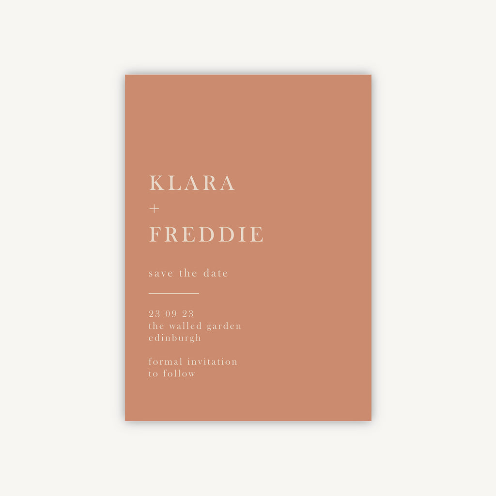 Caramel Autumn Colour Block Wedding Save the Date