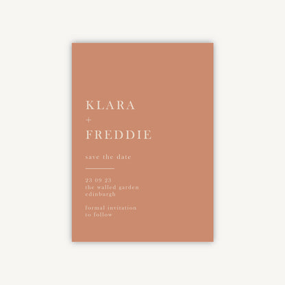 Caramel Autumn Colour Block Wedding Save the Date