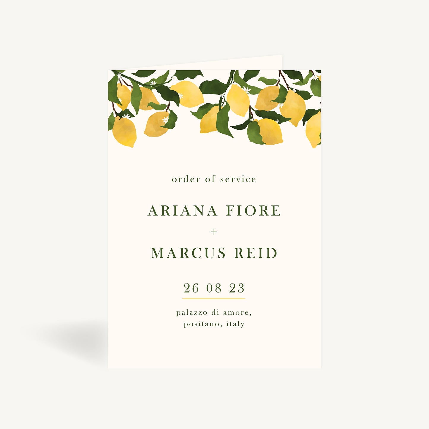 Amalfi Lemons Wedding Order of Service