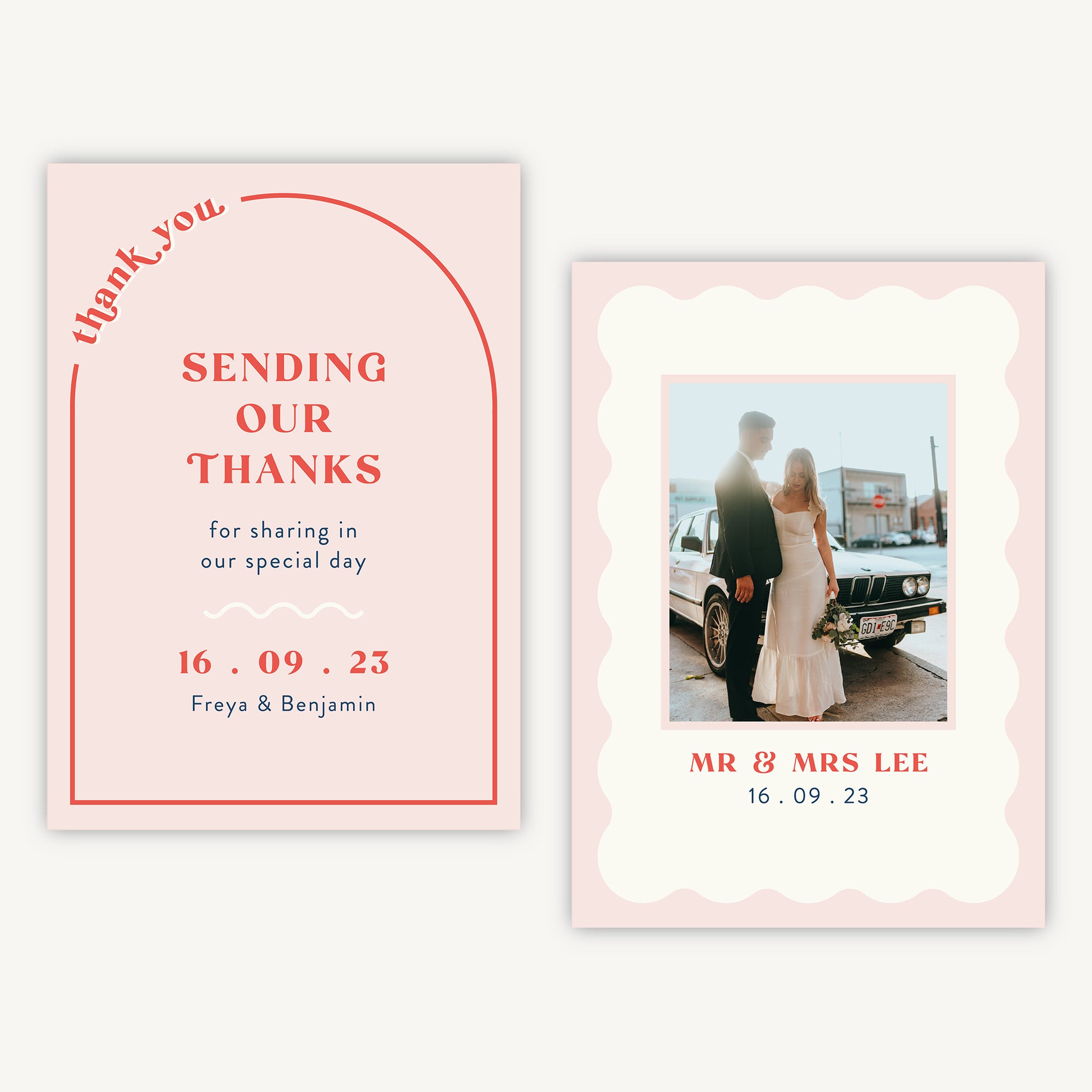 Retro Revival Photo Wedding Thank You Card