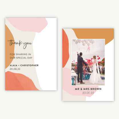 Painterly Colour Pop Photo Wedding Thank You Card