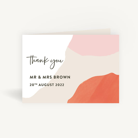 Painterly Colour Pop Wedding Thank You Card Folded