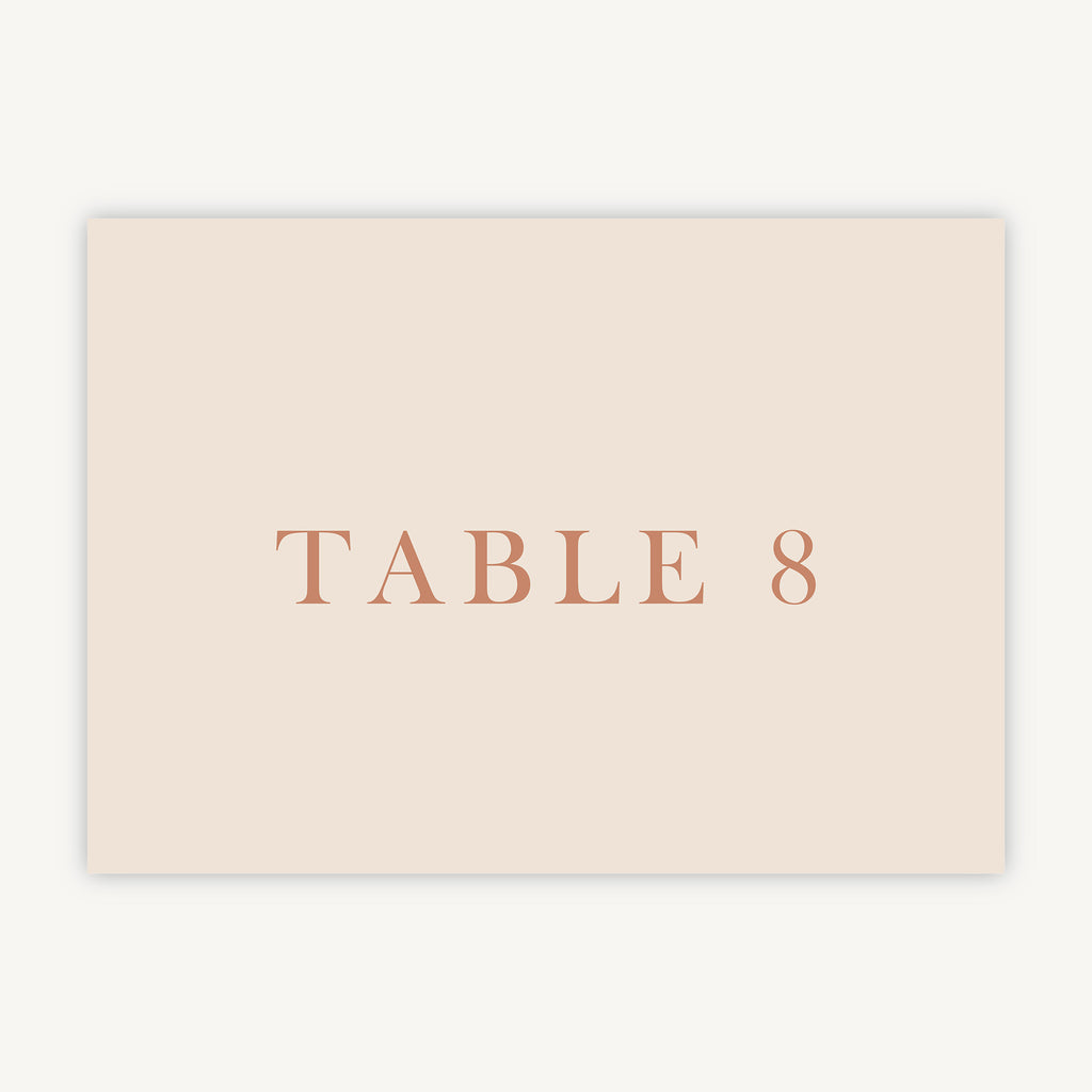 Caramel Autumn Colour Block Wedding Table Number