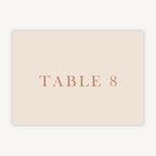 Caramel Autumn Colour Block Wedding Table Number