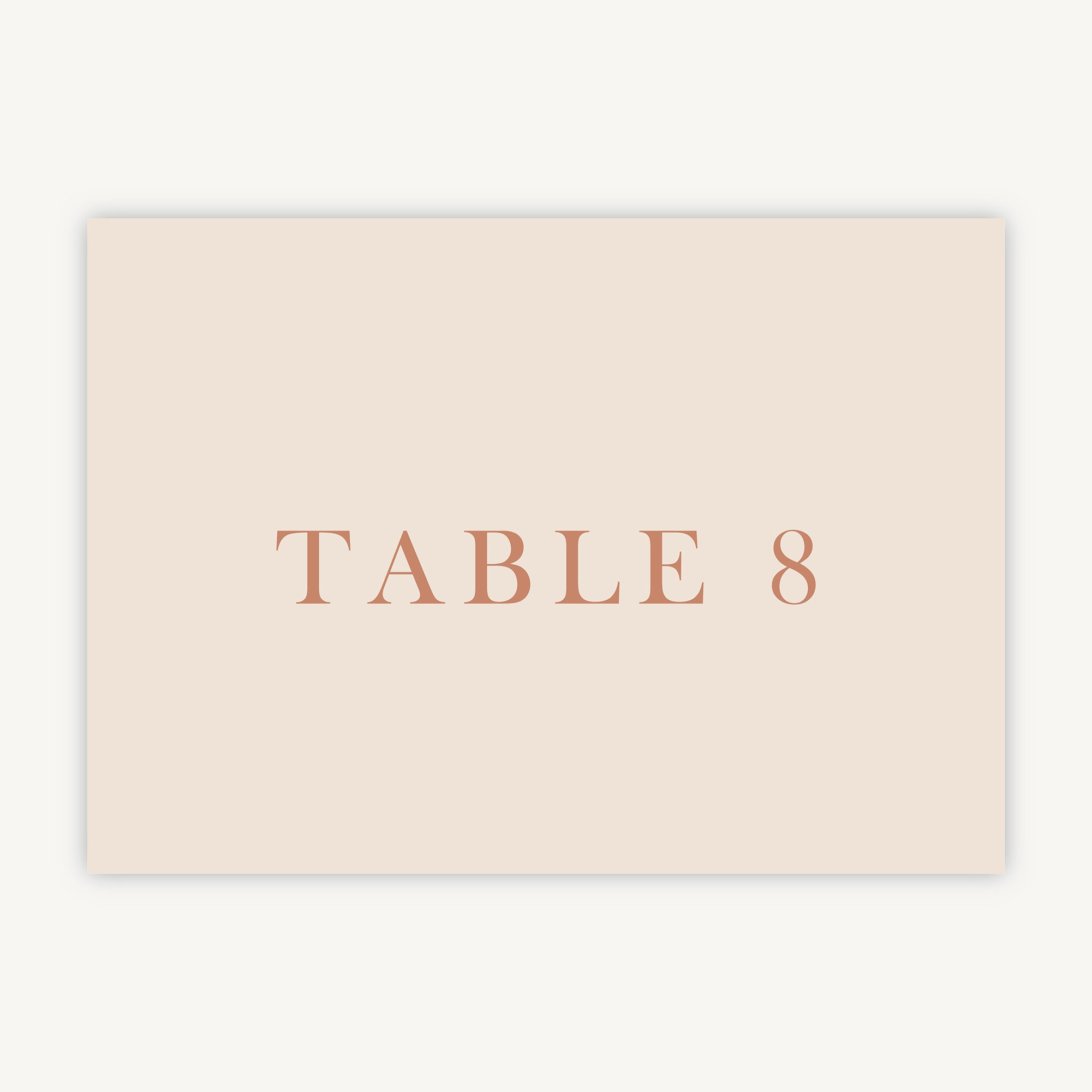 Caramel Autumn Colour Block Wedding Table Number