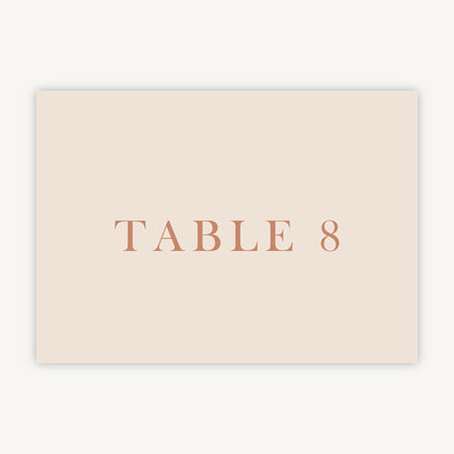 Caramel Autumn Colour Block Wedding Table Number
