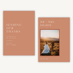 Caramel Autumn Colour Block Photo Wedding Thank You Card
