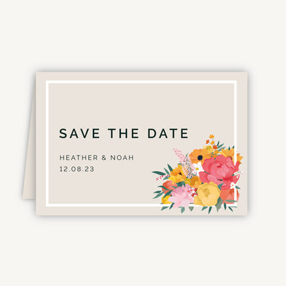 Bright Flowers Folded Wedding Save the Date