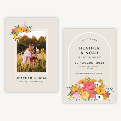 Bright Flowers Photo Wedding Save the Date