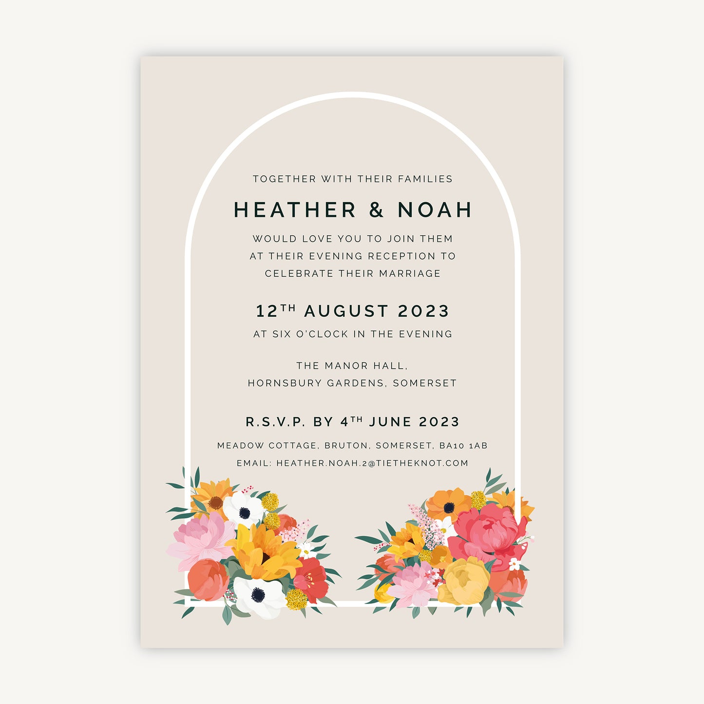 Bright Flowers Evening/Reception Wedding Invitation