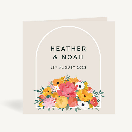 Bright Flowers Folded Wedding Invitation