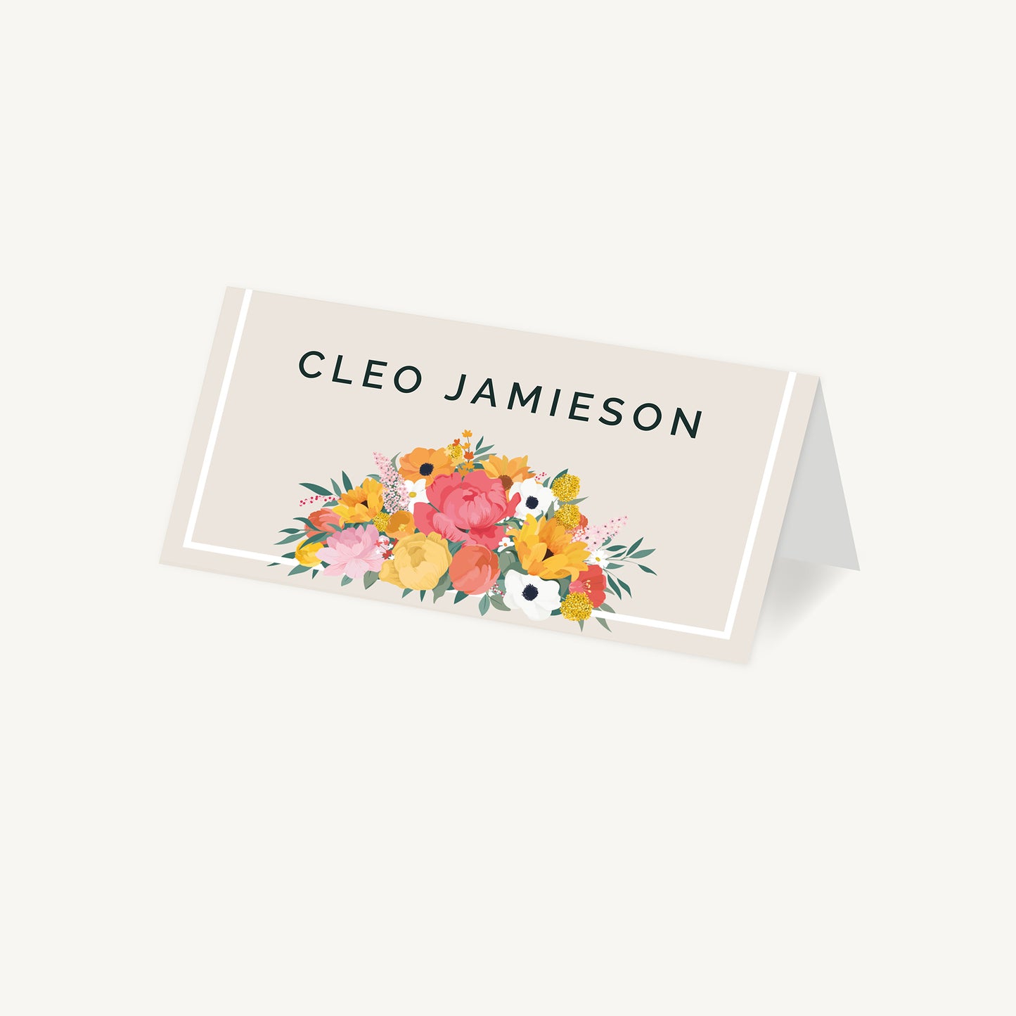 Bright Flowers Wedding Place Card