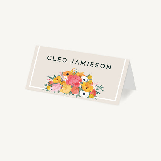 Bright Flowers Wedding Place Card