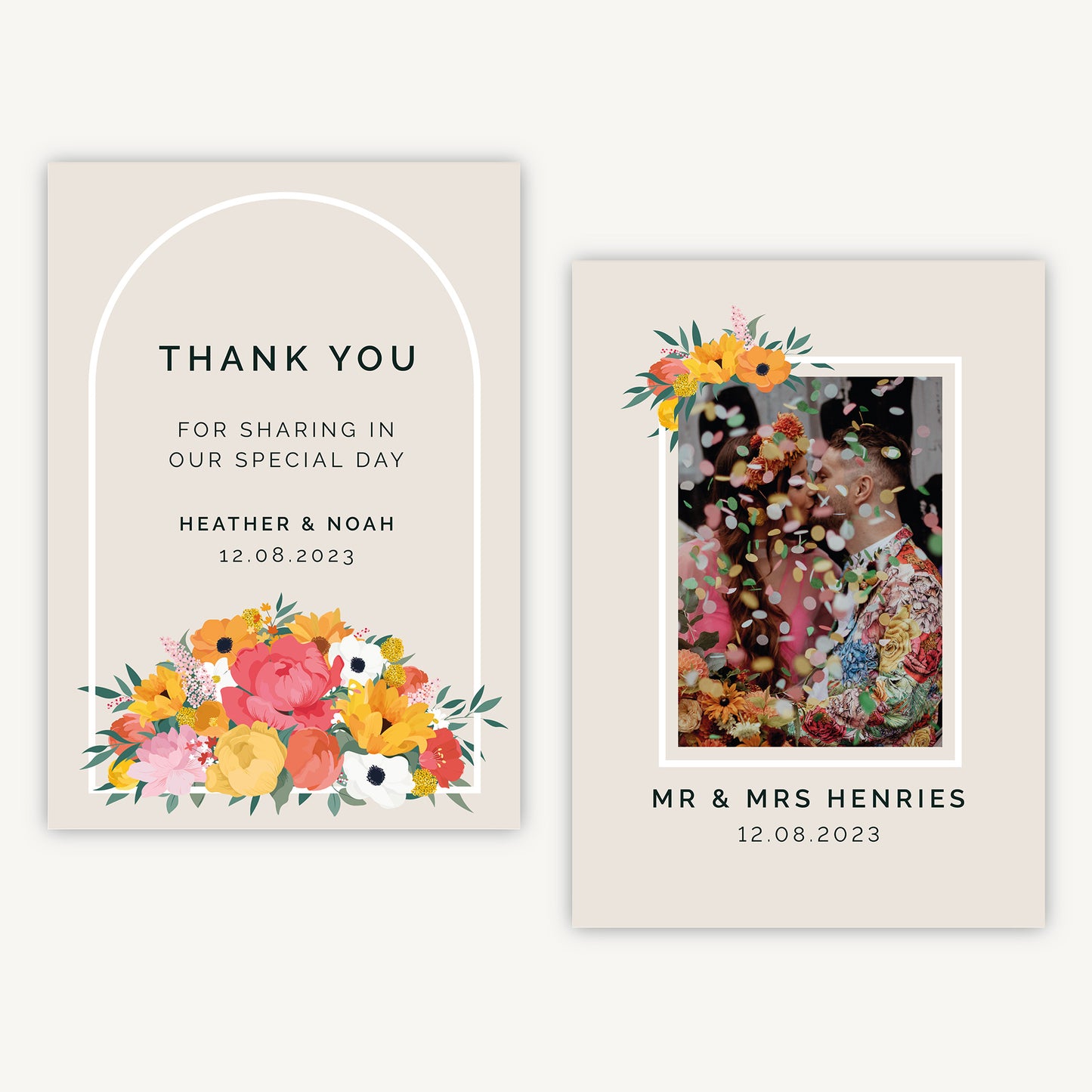 Bright Flowers Wedding Thank You Card