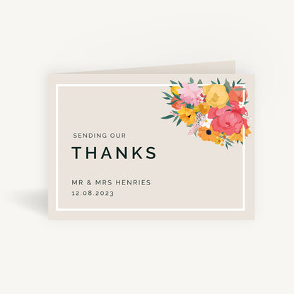 Bright Flowers Wedding Thank You Card Folded