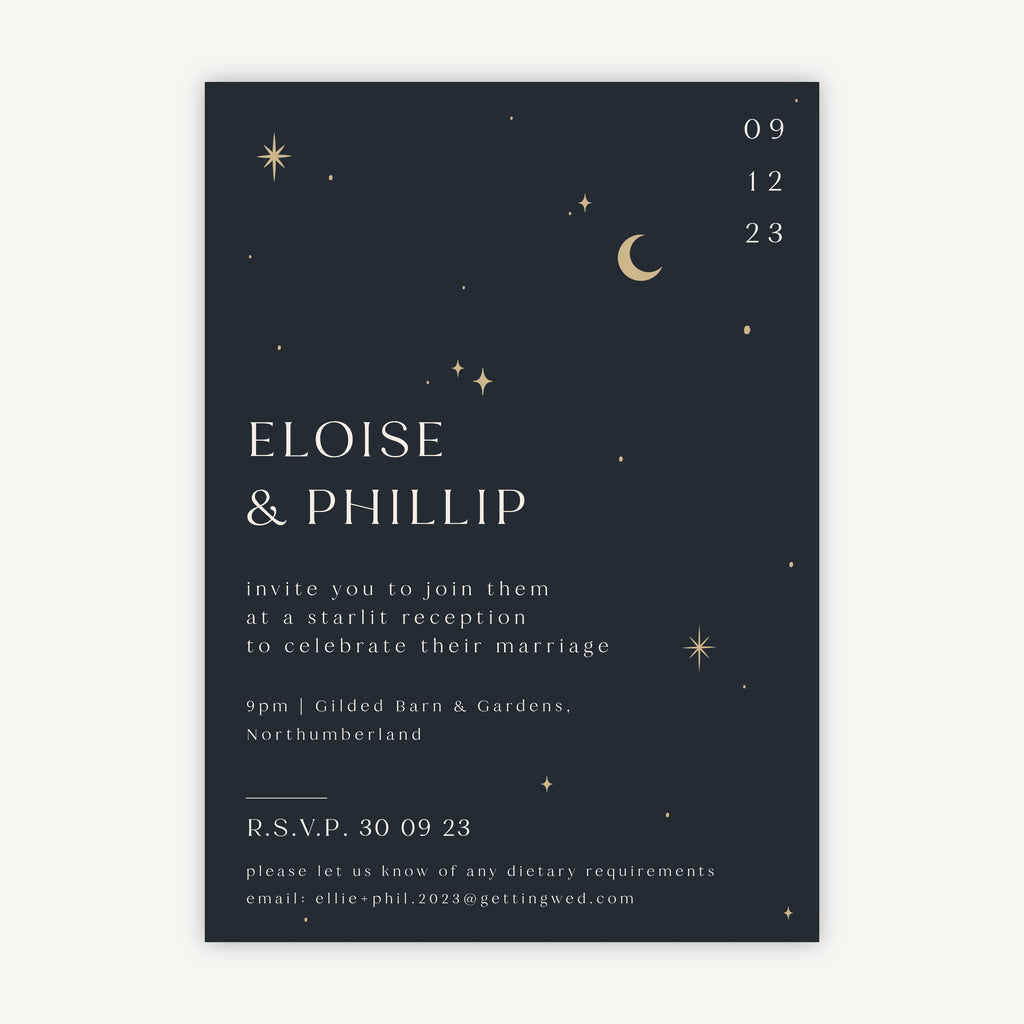 Celestial Night Sky Evening Wedding Invitation Sample