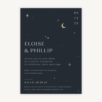 Celestial Night Sky Evening/Reception Wedding Invitation
