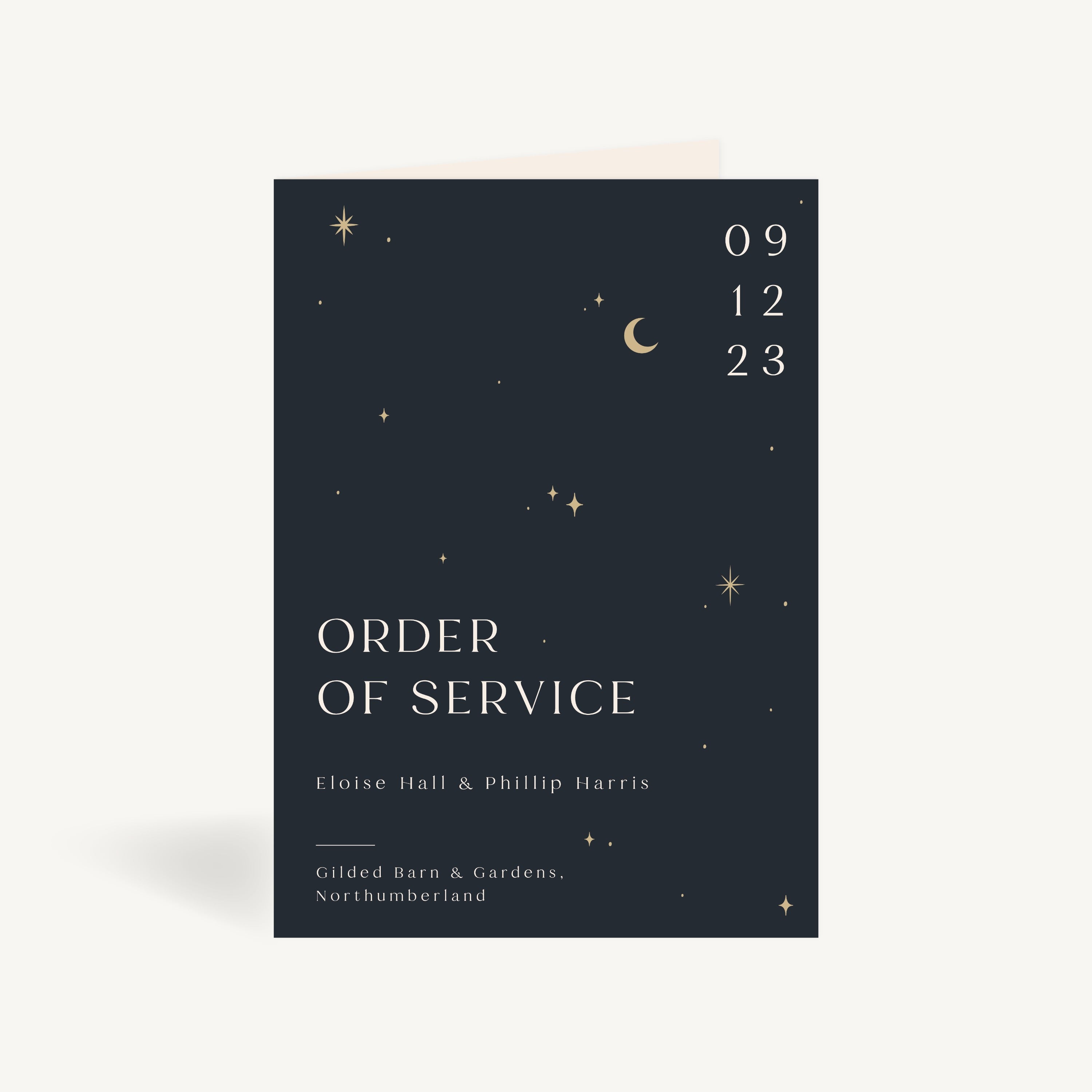 Celestial Night Sky Wedding Order of Service