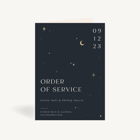 Celestial Night Sky Wedding Order of Service