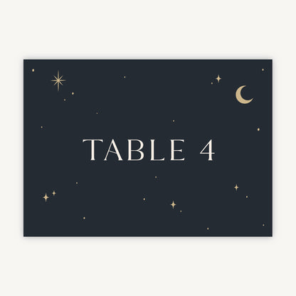 Celestial Night Sky Wedding Table Number