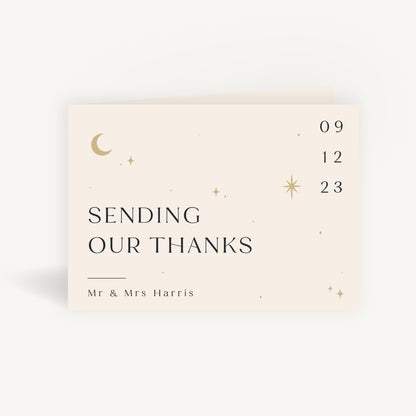 Celestial Night Sky Wedding Thank You Card Folded