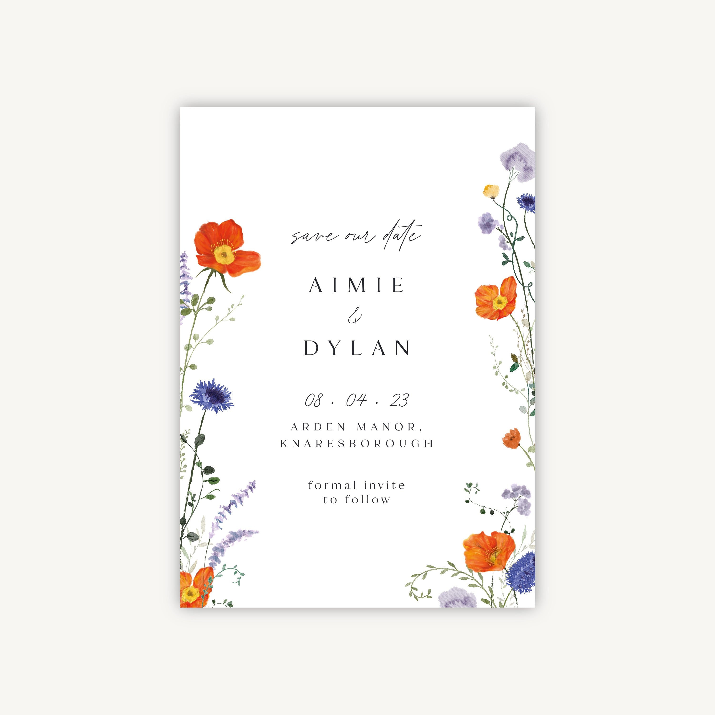 Pressed Wildflowers Wedding Save the Date