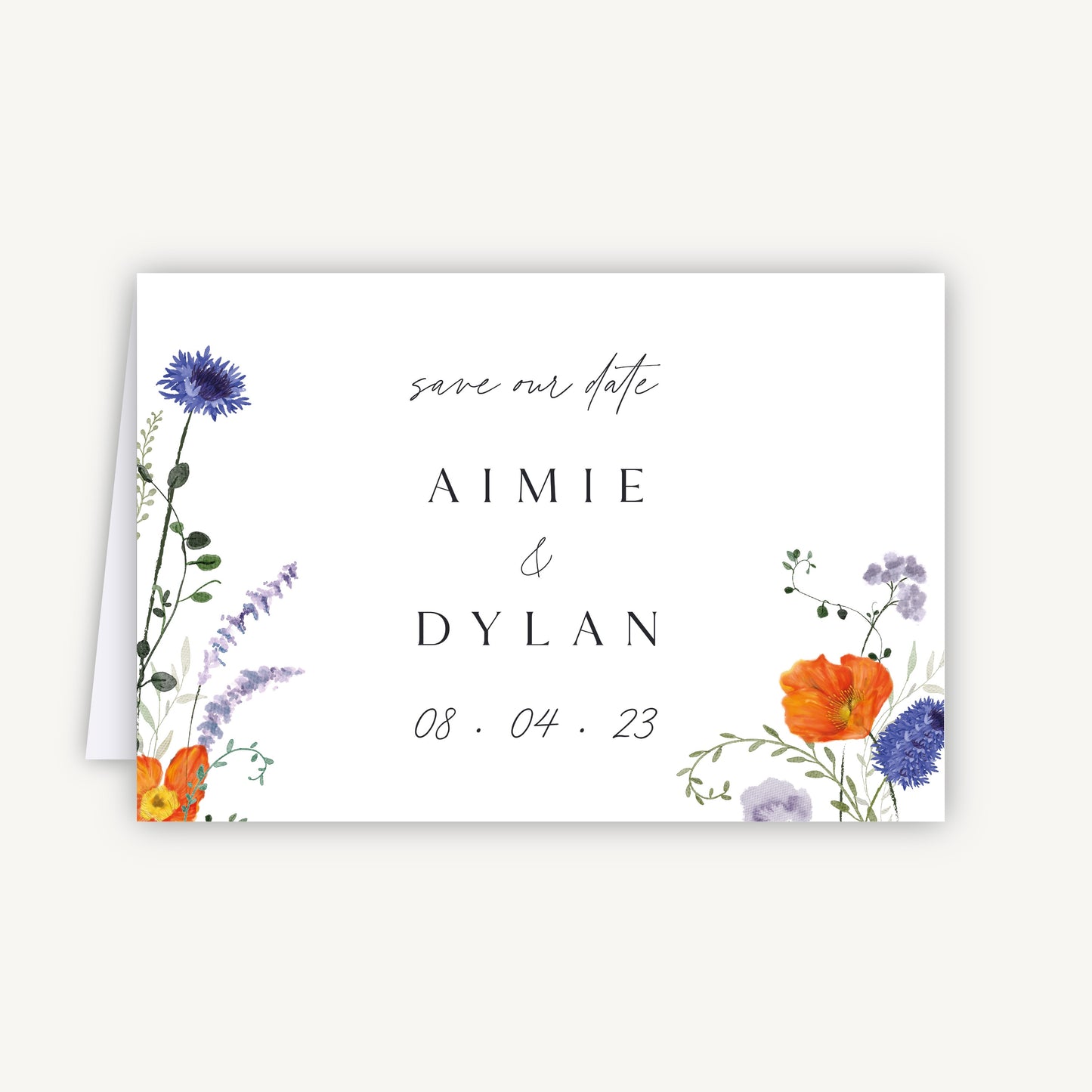 Pressed Wildflowers Folded Wedding Save the Date