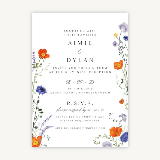 Pressed Wildflowers Evening/Reception Wedding Invitation