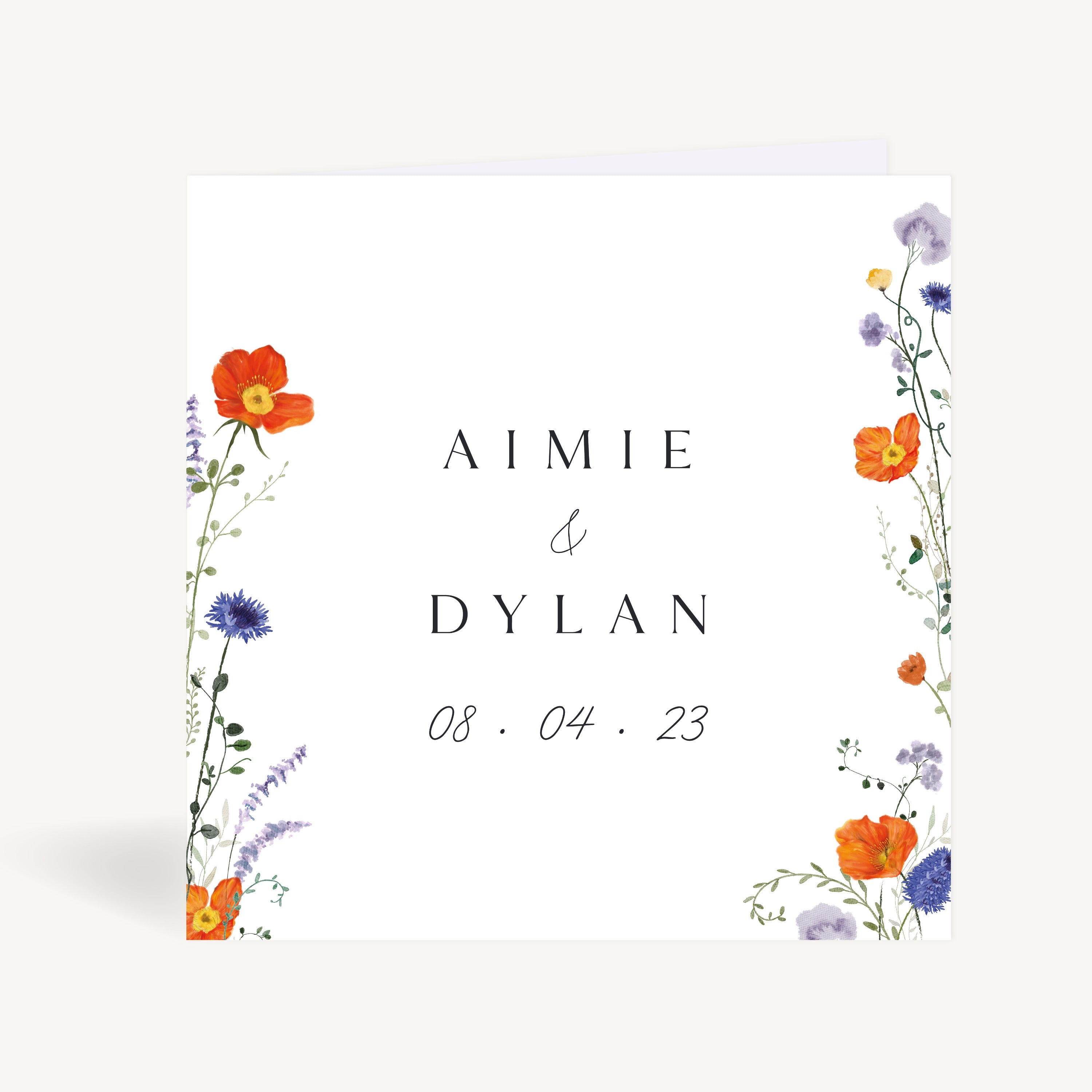 Pressed Wildflowers Folded Wedding Invitation