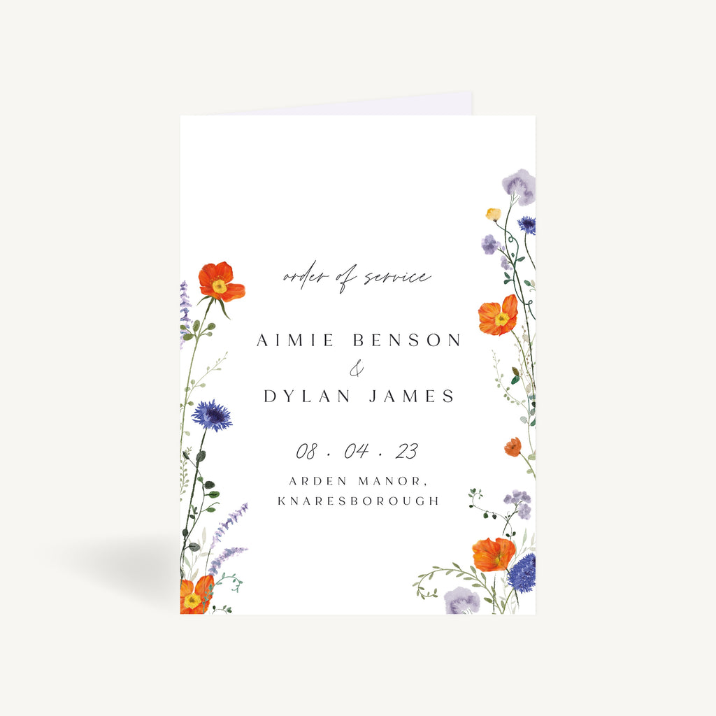 Pressed Wildflowers Wedding Order of Service