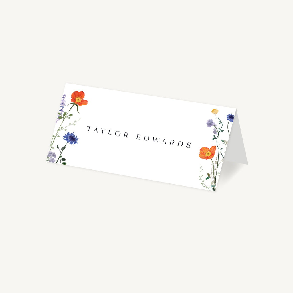 Pressed Wildflowers Wedding Place Card