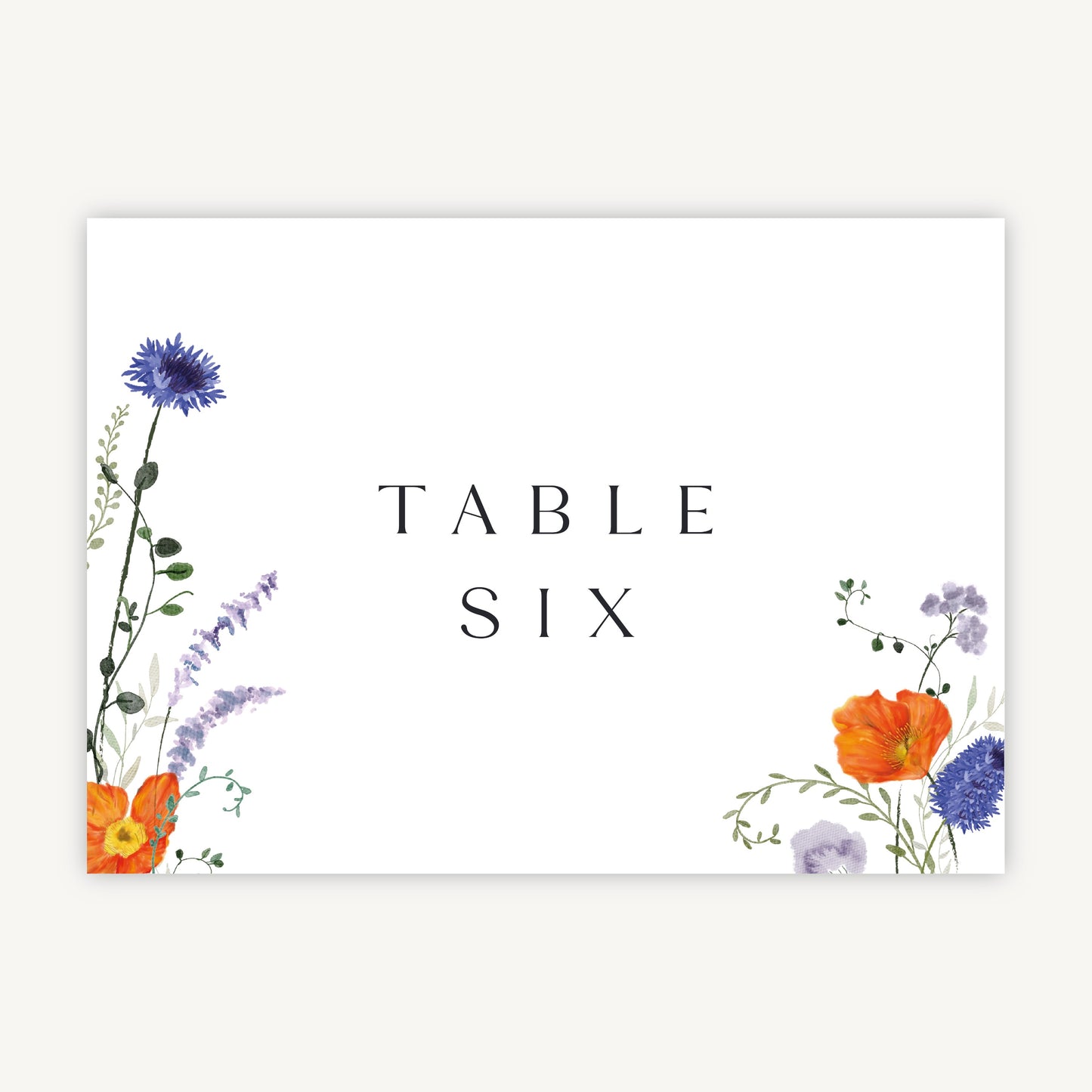 Pressed Wildflowers Wedding Table Number