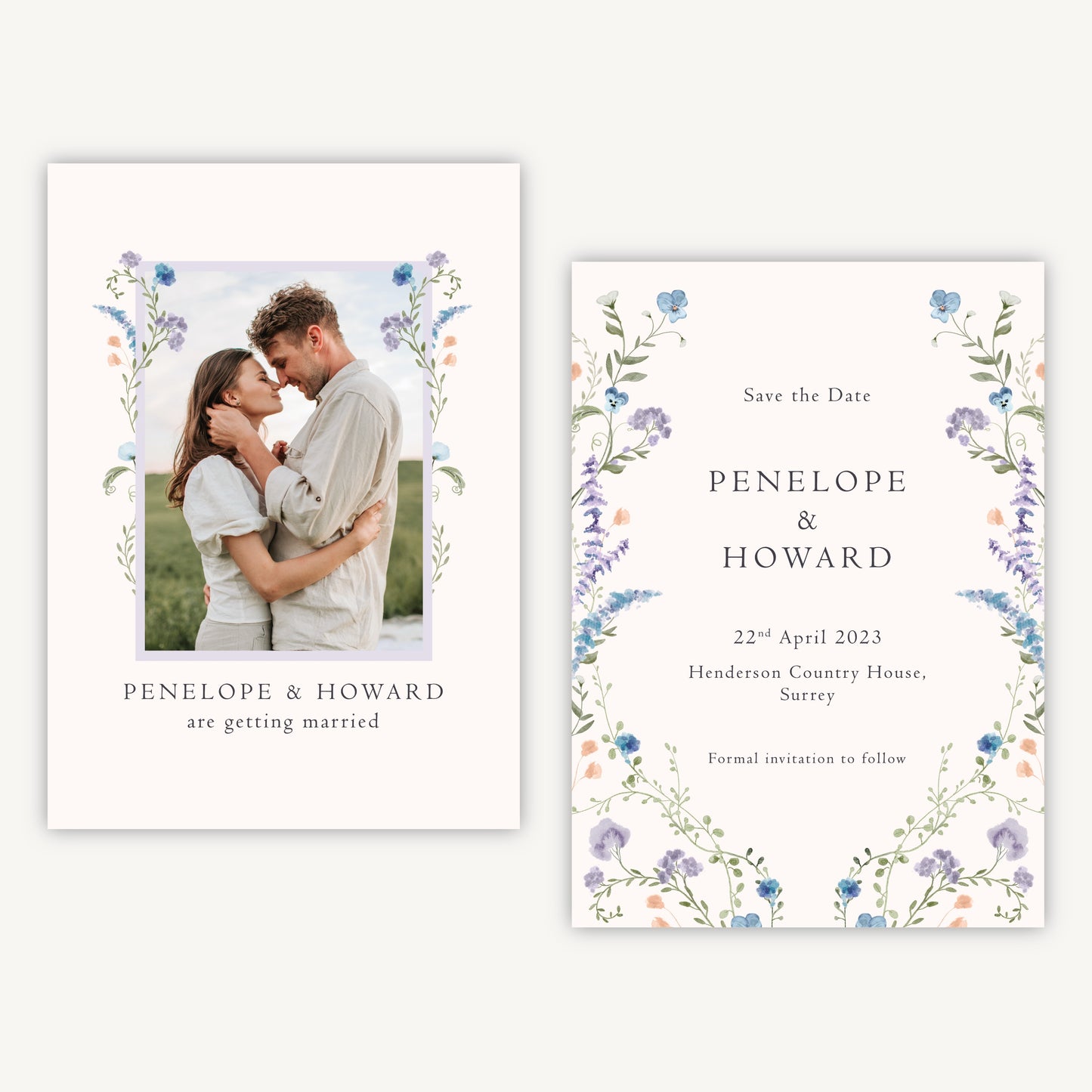Regency Floral Photo Wedding Save the Date