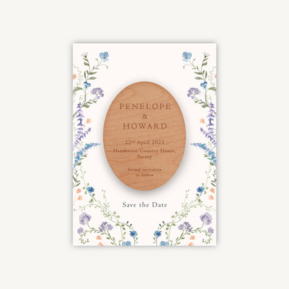 Regency Floral Wooden Magnet Save the Date