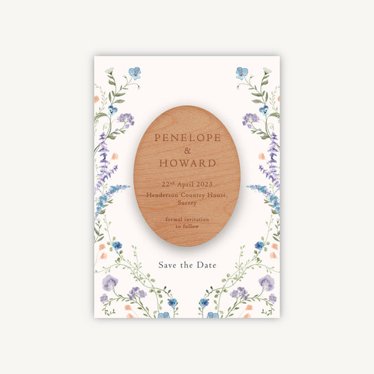 Regency Floral Wooden Magnet Save the Date