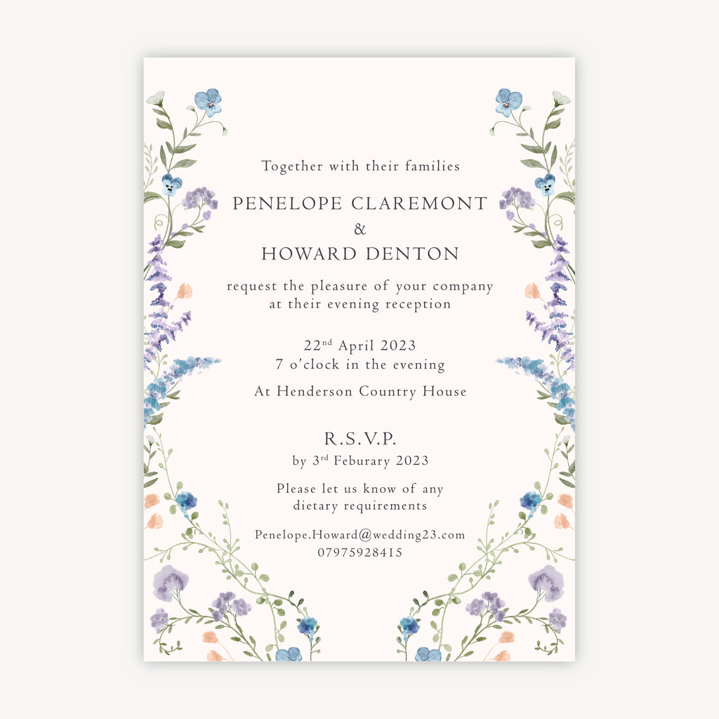Regency Floral Evening/Reception Wedding Invitation