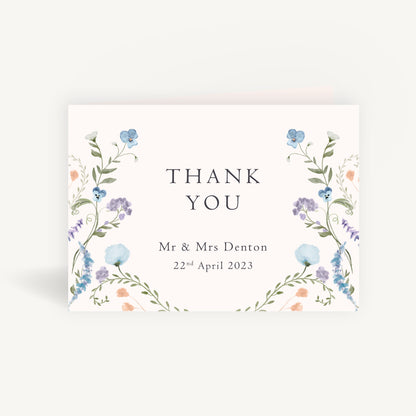 Regency Floral Wedding Thank You Card Folded
