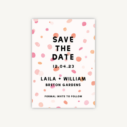 Bright Pink Confetti Wedding Save the Date