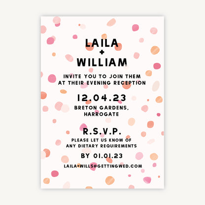 Bright Pink Confetti Evening/Reception Wedding Invitation