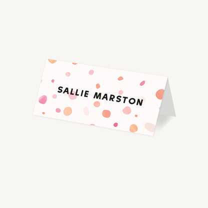 Bright Pink Confetti Wedding Place Card